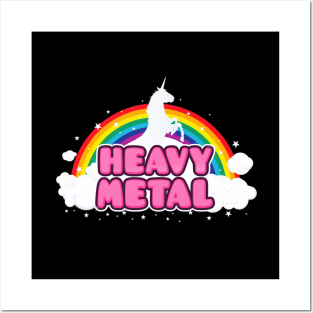 HEAVY METAL! (Funny Unicorn / Rainbow Mosh Parody Design) Posters and Art